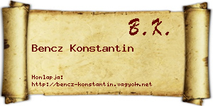 Bencz Konstantin névjegykártya